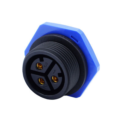 Self Locking 2-5 Cores Panel Mount Waterproof Connector IP67 15A 250V Nylon Material