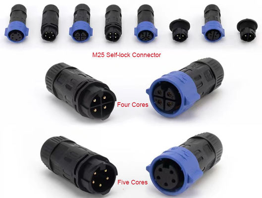 Black Waterproof Plug Connector M20 PA66 Outdoor LED Plug Connector