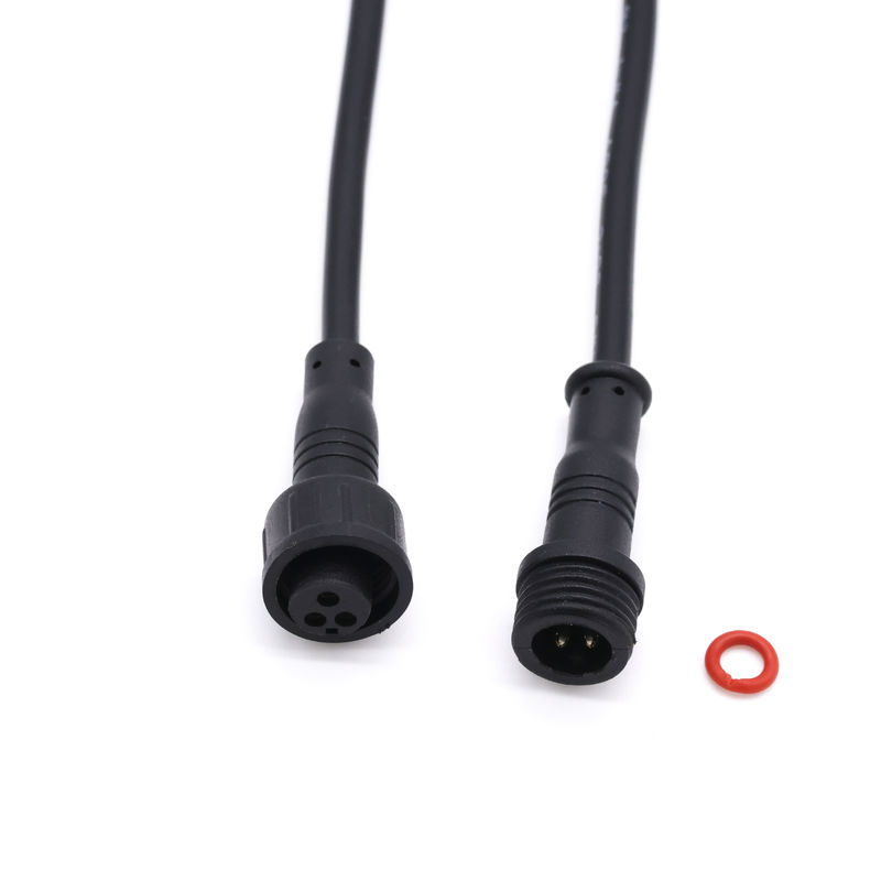 Electric Black Waterproof Plug Connector M12 2 Pin IP65 Terminal Type