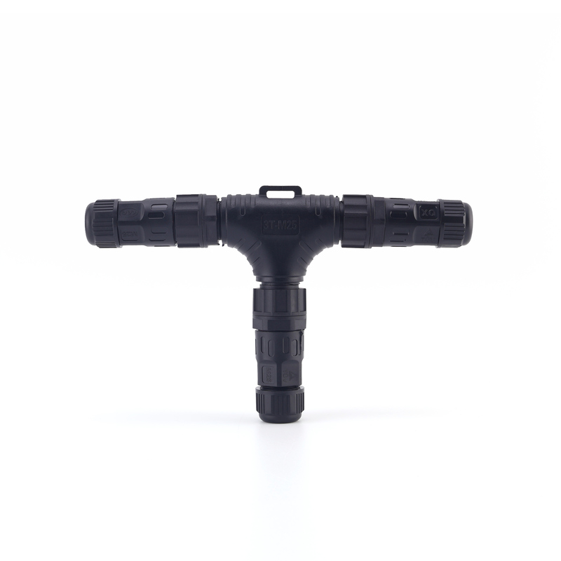 Factory Price IP68 3 Ways M25 Waterproof Panel Mount Connector T Shape Male Female Outdoor Waterproof Cable Connectors